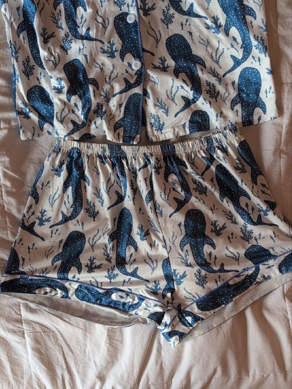 Temu Whale Shark Print Short Pajama Set - Picture 3 of 5